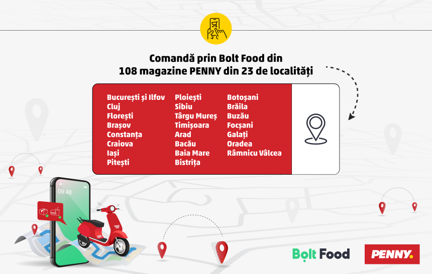 PENNY România extinde rețeaua de livrare la domiciliu  prin parteneriatul cu Bolt Food