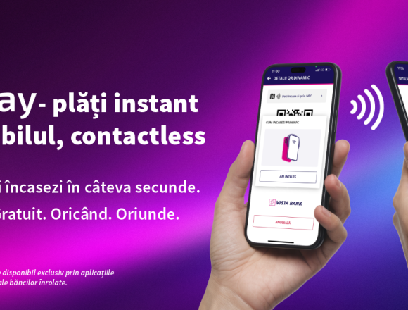 Vizual-Vista-Bank_RoPay_P2P-Contactless_RO Vista Bank lansează, în premieră națională, plățile instant RoPay Contactless între persoane fizice