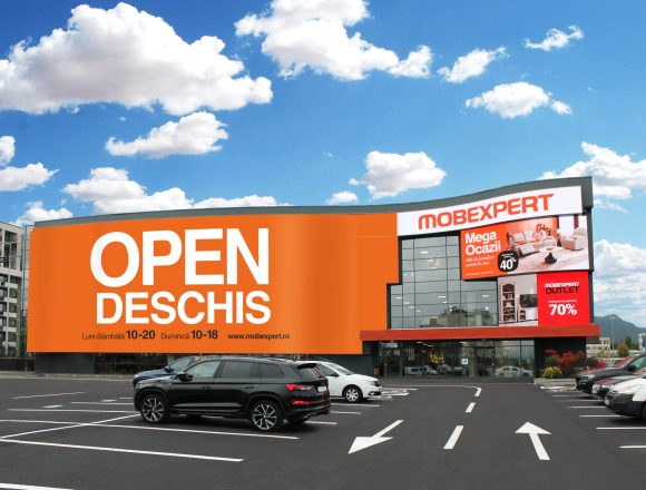 Fatada-Mobexpert-scaled Din 23 octombrie, Mobexpert inaugurează cel mai mare magazin de mobilier și decorațiuni din Transilvania în zona comercială Coresi din Brașov
