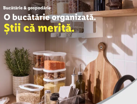Lidl_Vizual organizare bucătărie Lidl continuă inițiativa pentru reducerea risipei alimentare și aduce în magazine produse pentru organizarea bucătăriei și a frigiderului la prețuri accesibile