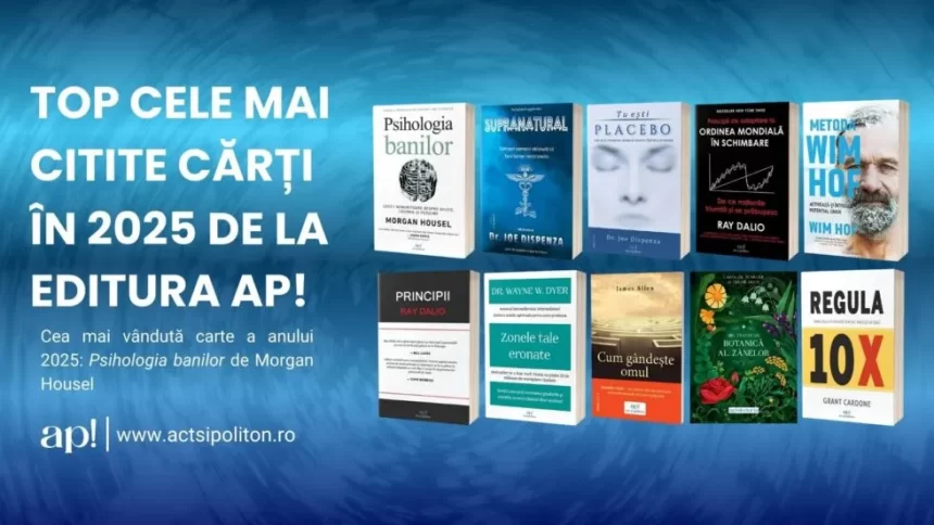 Top cele mai citite cărți în 2025 de la Editura ap! (ACT și Politon). Cea mai vândută carte a anului 2025: Psihologia banilor, de Morgan Housel