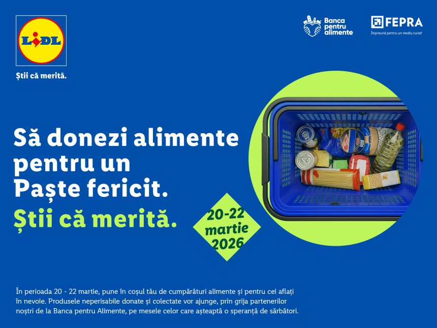 Lidl România invită clienții să se alăture colectei de alimente din magazinele sale, în perioada 20-22 martie
