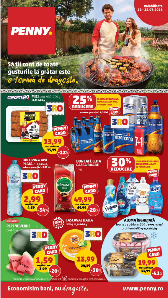 PENNY pliant national 1 PENNY România: produse pentru grătar și oferte 3RO în perioada 22-28 iulie 2026